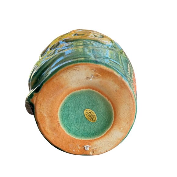 Vintage Mid Century Green Ceramic Vase With Chinese Symbol - Picture 9 of 9